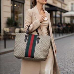 🛍️ Canvas Tote Bag with Signature Stripe